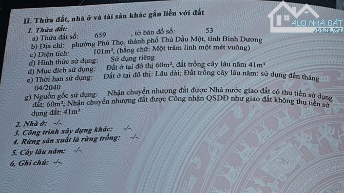 Đất phường Phú Thọ, Tp Thủ Dầu Một, Bình Dương giá 2,4 tỷ