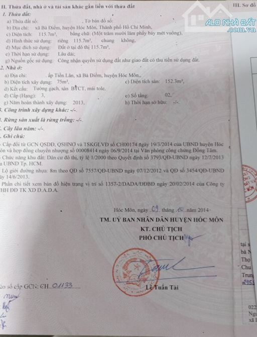 BÁN NHÀ 5X23, 2 TẦNG, TRONG KHU DÂN CƯ BÀ ĐIỂM 2, ĐƯỜNG 8M THÔNG - 7