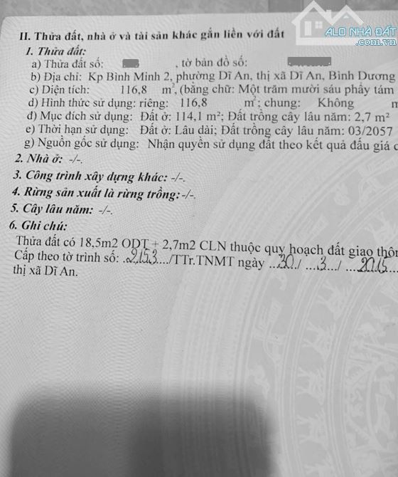 Bán nhà cấp 4 MT chợ Dĩ An 1, p.Dĩ An, Tp.Dĩ An 116.8m2 9.9ty TL - 1