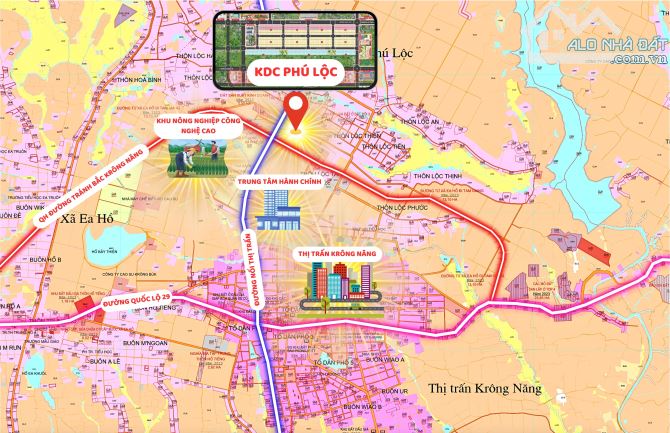 Bán gấp 2 lô KDC Phú Lộc - Krong Năng