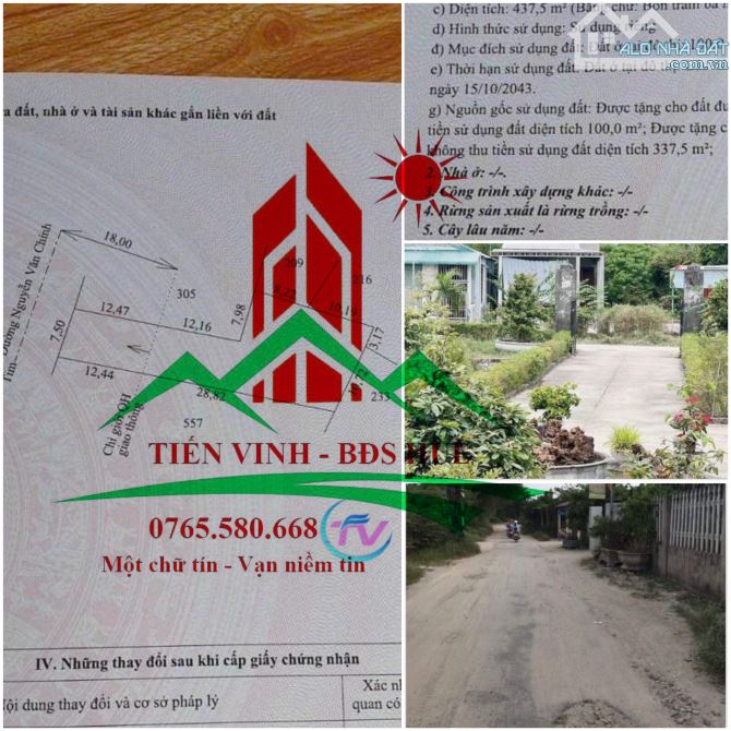 Chính chủ gửi bán mặt tiền Nguyễn Văn Chính giá cực tốt 437m2 có thổ cư cho 2 tỷ