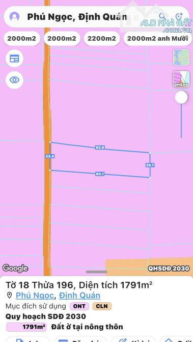 KẸT TIỀN BÁN GẤP ĐẤT 1 SẸC QUỐC LỘ 20 DT:1791M2(23MX84M) ĐẤT Ở  1TY650