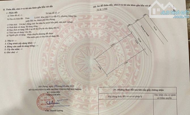 Bán lô đất đẹp tuyến 2 đường Lê Hồng Phong, Gần trung tâm hành chính quận Hải An - giá tốt