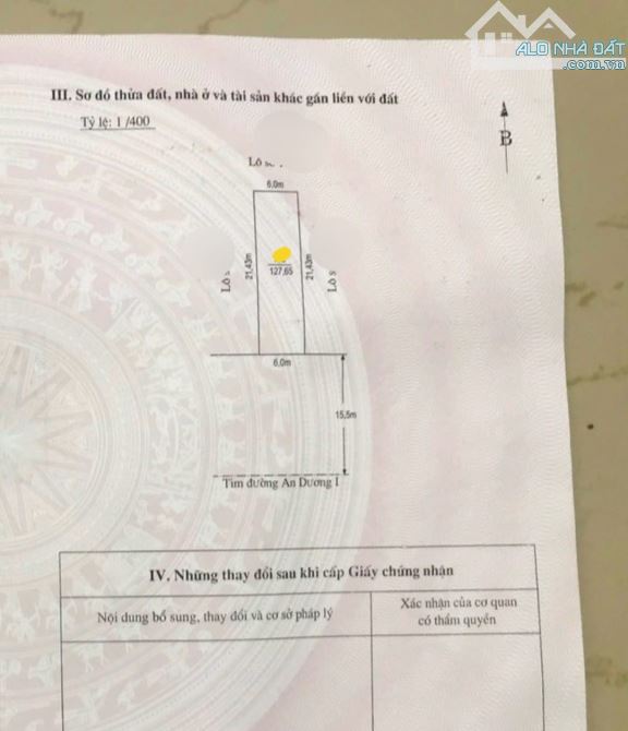 Chuyển nhượng lô đất tiếp giáp chung cư tổ 6 An Dương, đường to như quốc lộ - 2