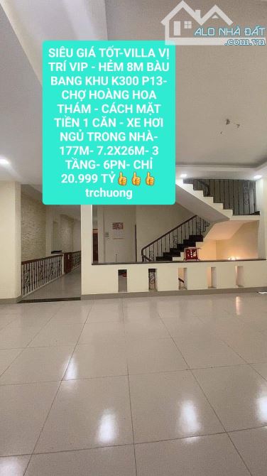 SIÊU GIÁ TỐT- VILLA HẺM 8M SAU CĂN MT BÀU BÀNG K300-177M- 7.2X26M- 3 TẦNG-20.999 TỶ