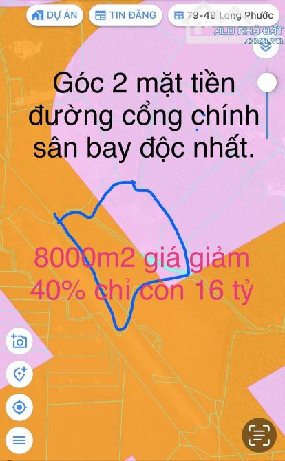 Bán 8000m2 đất góc ngã 4 cổng chính sân bay Long Thành giá rẻ 16 tỷ. - 2