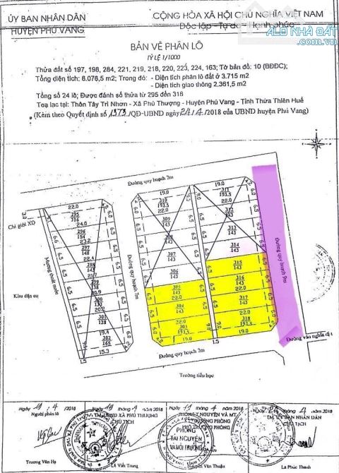 Bán lô 2 mặt tiền 193.5m2m2 đất KQH Tây Trì Nhơn , TP Huế. - 3