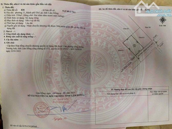 Cần bán lô đất mặt tiền đường chính chính Trịnh hoài Đức p11 thành phố Đà Lạt - 1