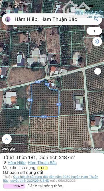 2sao1 đất lúa quy hoạch Phủ hồng, mặt tiền bê tông trong khu dân cư xã Hàm hiệp - 1