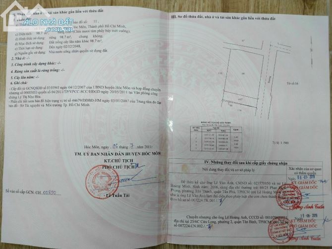 Bán gấp căn nhà 98m2 ở xã Thới Tam Thôn - Hóc Môn giá 750 triệu. - 3