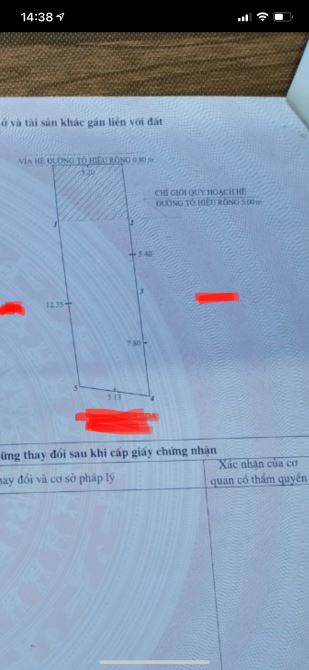 Mặt đường Tô Hiệu. Dt: 87m. Giá 19 tỷ.