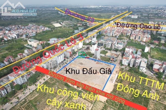 Đất đấu giá X7 Uy Nỗ Đông Anh mặt đường 25m kinh doanh view vườn hoa