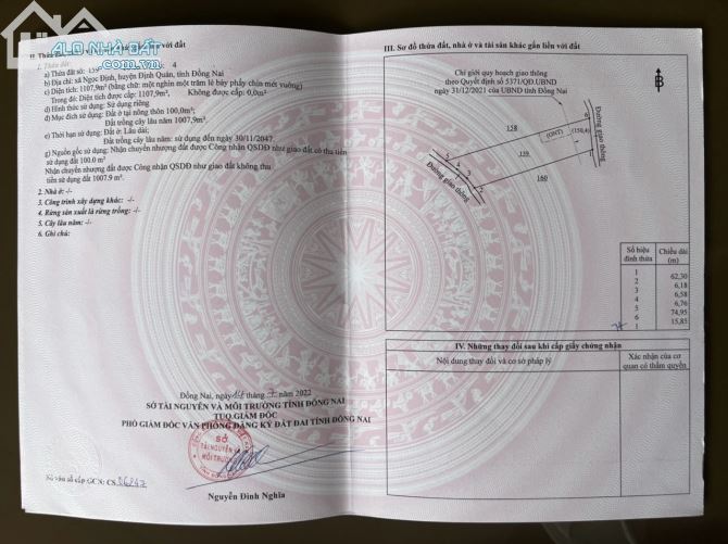 BÁN LÔ ĐẤT MẶT TIỀN BỀ TÔNG ĐẤT THỔ CƯ 1108M2 CÓ 16M MẶT TIỀN BÊ TÔNG CHỈ 1TY150