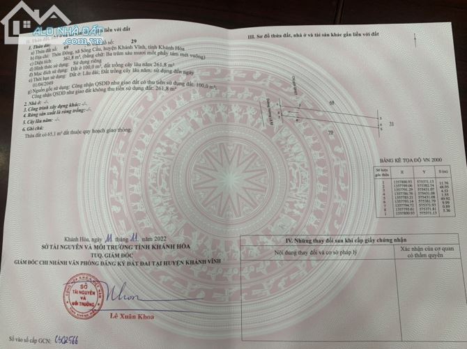 Bán lô đất thổ cư thôn Đông xã Sông Cầu Huyện Khánh Vĩnh 357m2 và 361m2 - 1