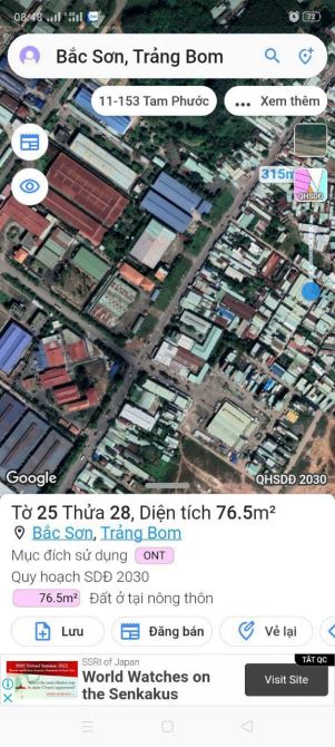 Bán đất mặt tiền chợ Sông Mây- Trảng Bom giá 2ty600 - 3