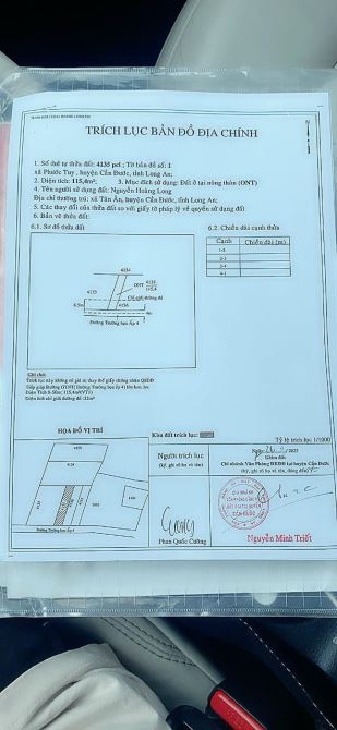 Bán lô đất mt đường Trường học ấp 4, xã Phước Tuy, Cần Đước. 115m2 - 2