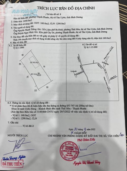 Bán gấp lô đất  siêu rẻ luôn giá chỉ 3tr990/1m có thổ cư luôn tại p.thạnh Phước Tân Uyên - 2