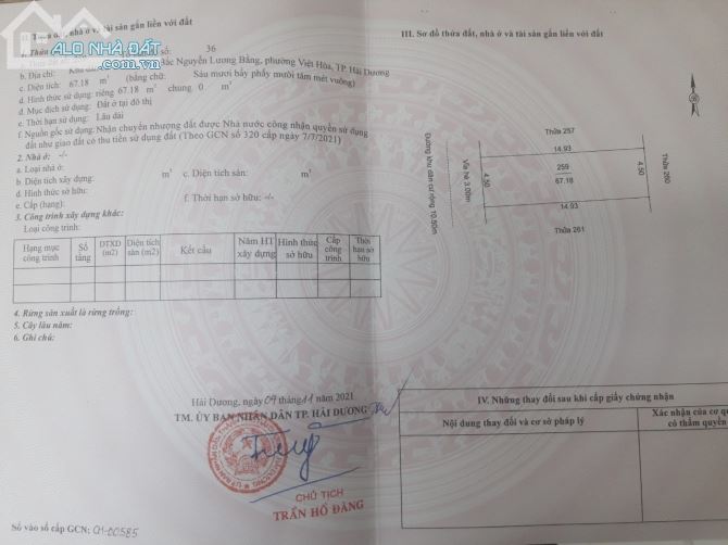 ☘️☘️☘️BÁN ĐẤT CỘT ĐỒNG HỒ VIỆT HOÀ HƯỚNG TÂY DIỆN TÍCH 67M2 - 1