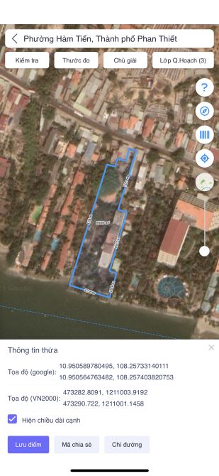Bán 5666m2 mặt tiền Huỳnh Thúc Kháng, Hàm Tiến, Phan Thiết, mặt giáp biển 40m giá 22tr/m2