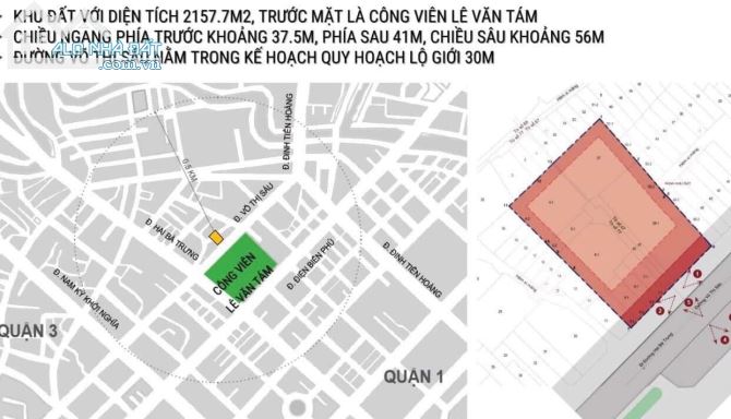 BÁN SIZE ĐẤT LỚN - QUẬN 1- MT VÕ THỊ SÁU - DT: 38 x 51m ( nở hậu) CN: 2157m2. CTXD: 3 hầm,