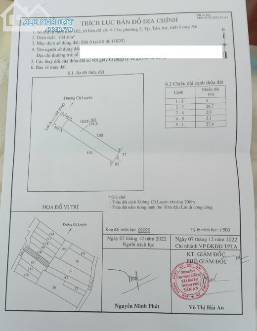 Bán đất hẻm 83, đường Nguyễn Văn Rành, P7 TP Tân An - 5