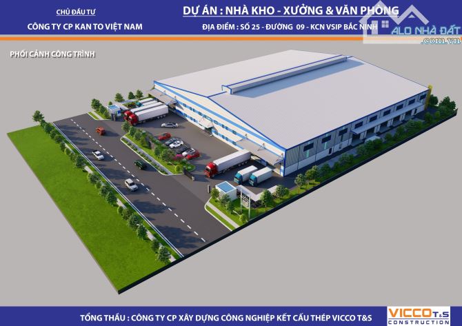 Cho thuê kho nhà xưởng diện tích 6000m2 tại KCN VSIP Bắc Ninh