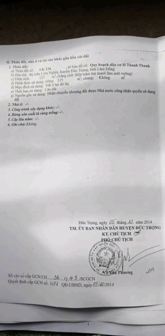 Đất mặt đường Trần Thủ Độ, Thị Trấn Liên Nghĩa, Đức Trọng.  Dt: 5×25 đất ở đô thị  Gi - 3
