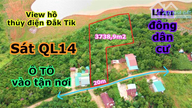 Đất view hồ tự nhiên 3738m2 sát quốc lộ 14 hướng HCM - Gia Nghĩa - BMT