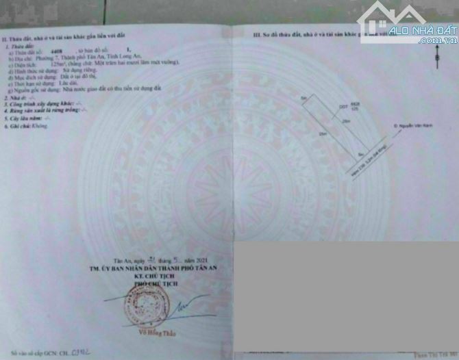 Đất hẻm 239, đường Nguyễn Văn Rành, P7, TP Tân An