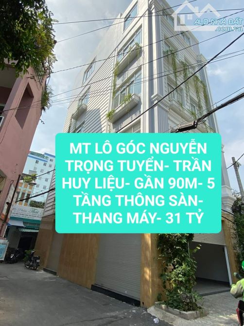 MẶ TIỀN TRUNG TÂM PHÚ NHUẬN, TRẦN HUY LIỆU, 90M,5 TẦNG THÔNG SÀN,THANG MÁY, 31 TỶ