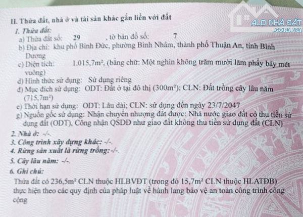 Cần bán rẻ lô đất đẹp 1000 m2 tại P.Bình Nhâm Thuận An BD 15,2 tỷ - 5