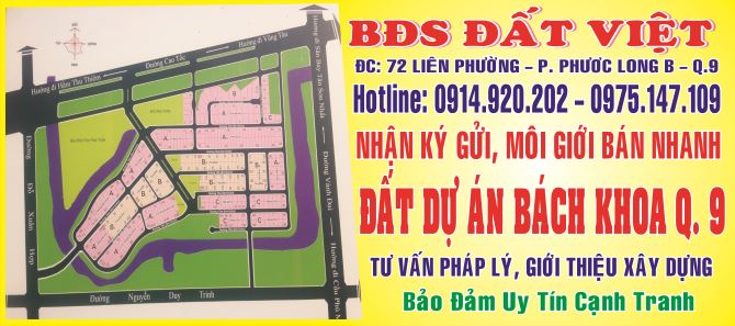 Cần bán 1 số nền đất sổ đỏ dự án Bách Khoa, P.Phú Hữu, TP Thủ Đức, đủ vị trí và diện tích