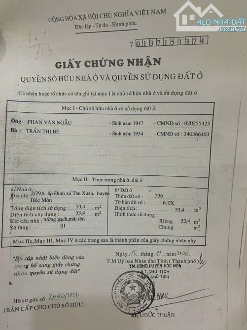Cần bán nhanh căn nhà ngay ấp Đình Tân Xuân Hóc Môn giá 600 triệu - 1