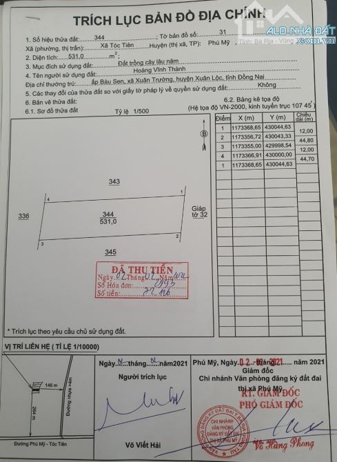 cần bán lô đất 531 m2 đối diện công ty Saitex Tóc Tiên, Phú Mỹ, BRVT - 4