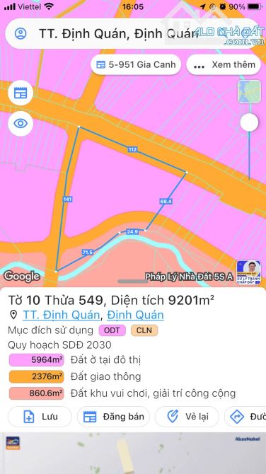 BÁN ĐẤT 3 MẶT TIỀN THỊ TRẤN ĐỊNH QUÁN 9,201 M2 ĐẤT Ở ĐÔ THỊ KINH DOANH SẦM UẤT GIÁ RẺ