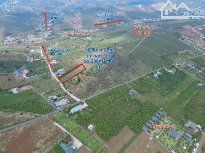 Bán đất Bảo Lộc 1091m2 view thoáng rất đẹp có sẵn 200m2 thổ cư