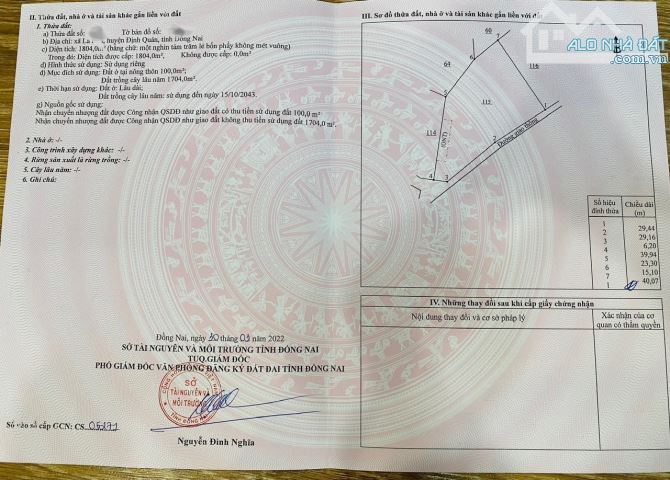 VIEW HỒ TRỊ AN 1804M2 CÓ 100M2 THỔ CƯ 60M MĂT TIỀN ĐƯỜNG CÁCH SAIGON 80KM GIÁ RẺ 1TỶ5 - 2