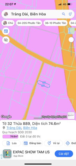 Lô đất kp2, P.Trảng Dài, tp Biên hoà. Đường 7m Ngay hồ bơi phương Nam 1tỷ690tr - 1