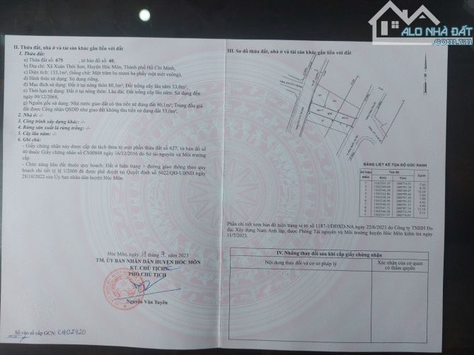 Bán đất 5*27m 2 mt Dương Công Khi. Xts hocmon - 2