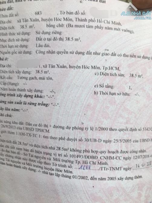 Cần bán gấp căn cấp 4 nhỏ, có thể làm mặt bằng kinh doanh, nằm ngay 1 sẹc Tân Xuân 500tr - 2