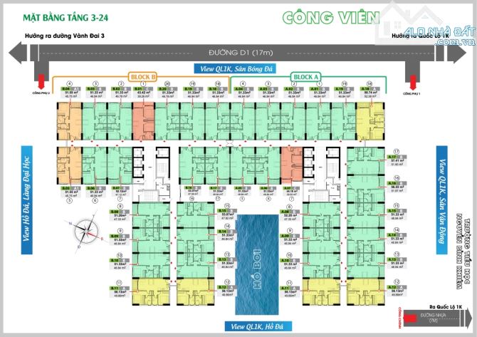 Giỏ hàng Bcons Green view giá nào cũng có, rẻ nhất 2PN 1WC 1,74 tỷ - 2PN 2WC 1,95 tỷ