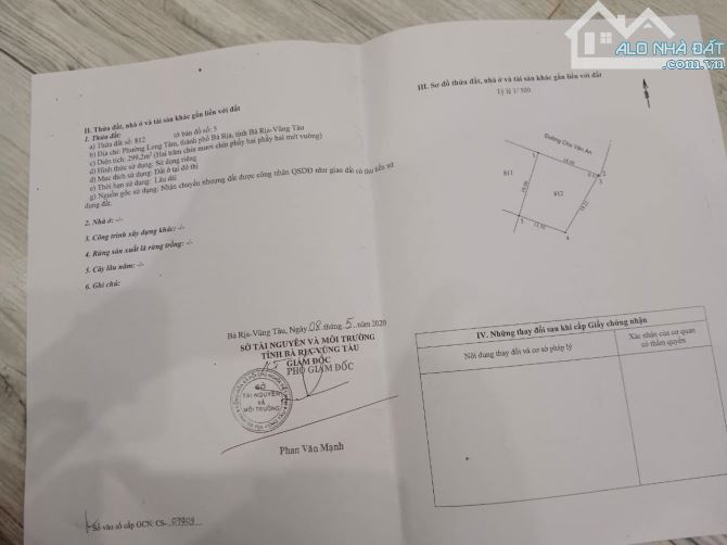 bán lô đất biệt thự 300m2 mặt tiền đường chu văn an p, long tâm tp bà rịa - 3