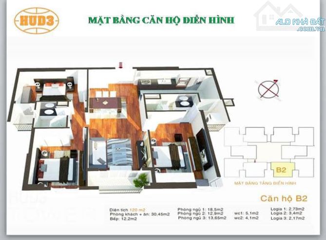 Bán Căn Góc 120m2X3PN- CHUNG CƯ HUD3 TOWER TÔ HIỆU- HÀ ĐÔNG- Full Đồ- Tầng Cao- Nhỉnh 5 tỷ - 2