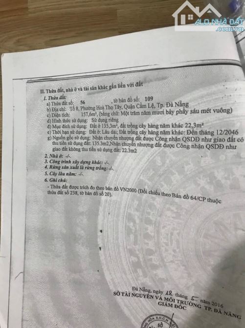 CẦN BÁN DÃY TRỌ 157.6 M2, CẨM LỆ TP. ĐÀ NẴNG GIÁ RẺ 1 TỶ970, ĐƯỜNG RỘNG RÃI THOÁNG