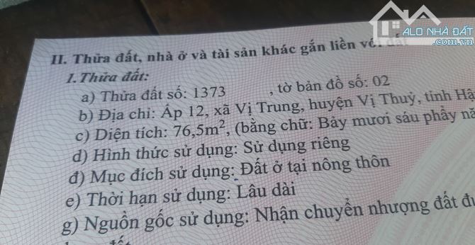 BÁN NỀN THỔ CƯ TẠI KDC CHỢ XÃ VỊ TRUNG, VỊ THỦY, HG - 5