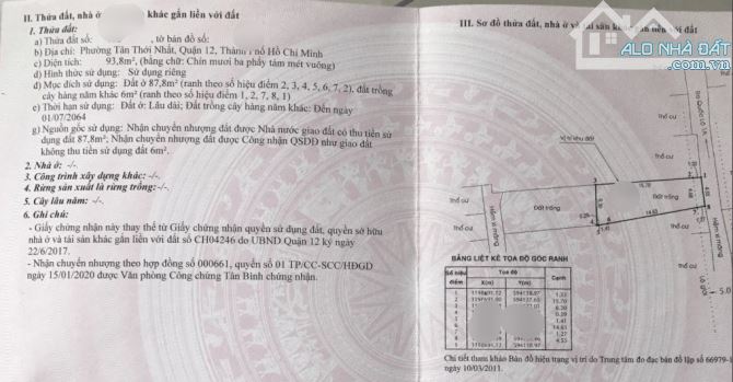 Bán gấp 93,8m2 đất 1 xẹc Phan Văn Hớn, Quận 12 giá 750tr