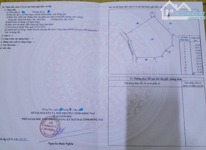 BÁN VƯỜN XOÀI  GẦN QUỐC LỘ 20 DT:3603M2  KHU DÂN CƯ CÁCH QL20 2KM CHỈ 1TY8