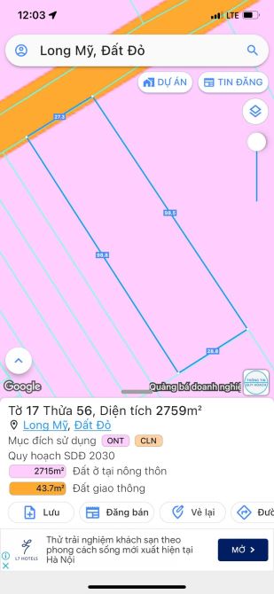 Cần bán lô đất Long Mỹ đất đỏ bà ria vt Lô đất 2 mặt tiền phân lô tách thửa ok - 1