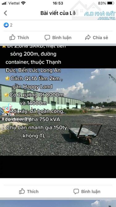 [LONG AN] bán nhà xưởng ĐT 816 – Dt: 2ha – giá 160 tỷ - X.thạnh đức – H.bến lức.