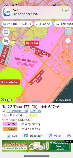 Thị trấn Phước Hải  - view Núi Minh Đạm siêu rẻ- bao lên thổ cư vivu- Dt 621m2 Giá 1tỷ 700 - 5